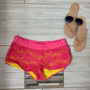 PINK AND YELLOW BIKINI SHORTS